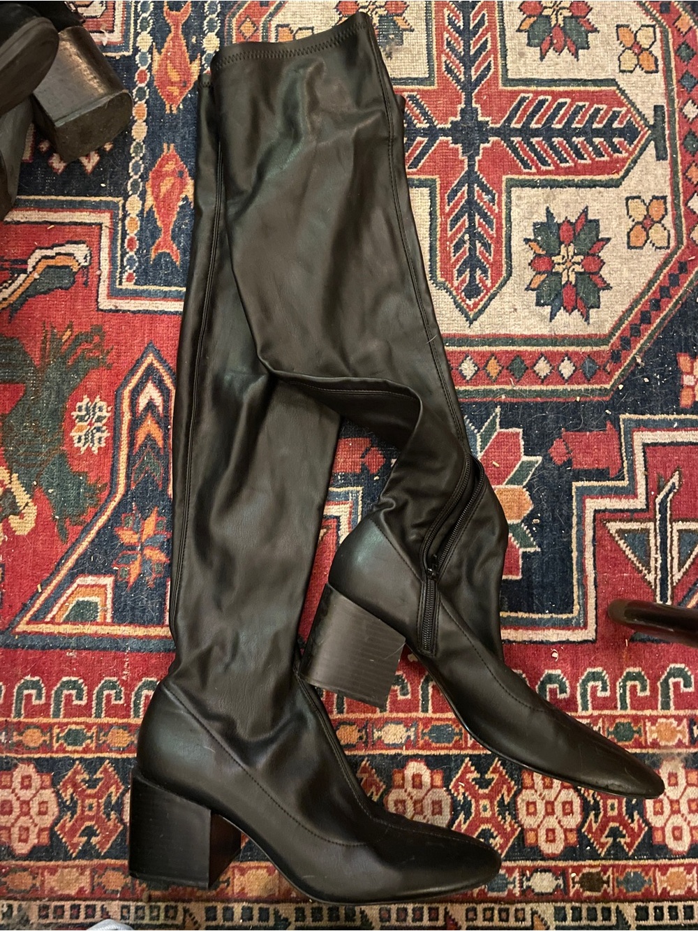 Zara Black Over-the-Knee Block Heel Boots